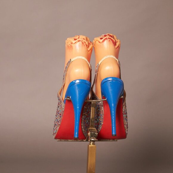 Christian Louboutin Crystal Sparkle Sling Back Heels - Picture 6 of 16